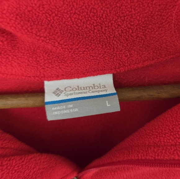 Columbia Men’s Red 1/4 Zip Fleece Pullover Size L - Picture 2 of 8